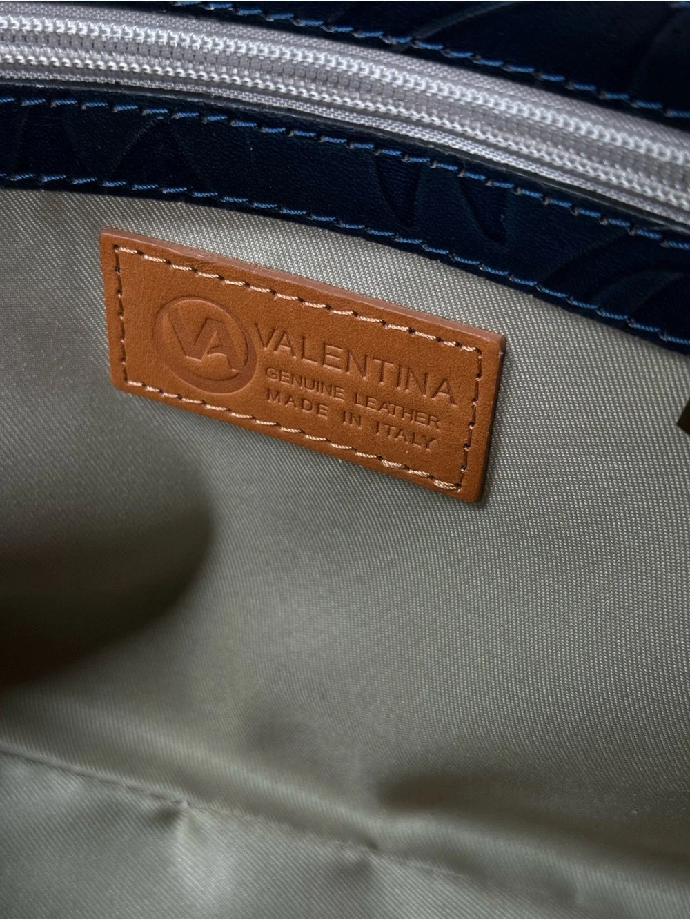 Valentina - Embossed Satchel with Detachable Strap - Black Brown Italian Leather